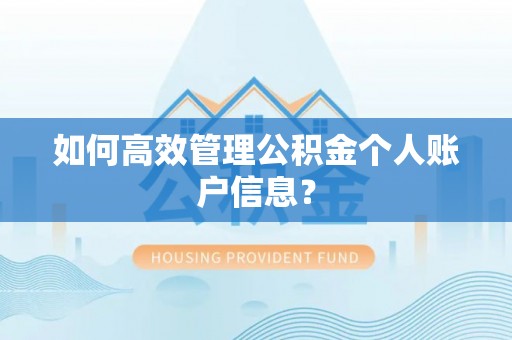 宝兴如何高效管理公积金个人账户信息？